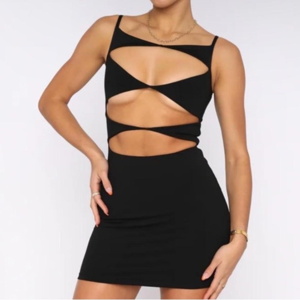 White fox cut out dress